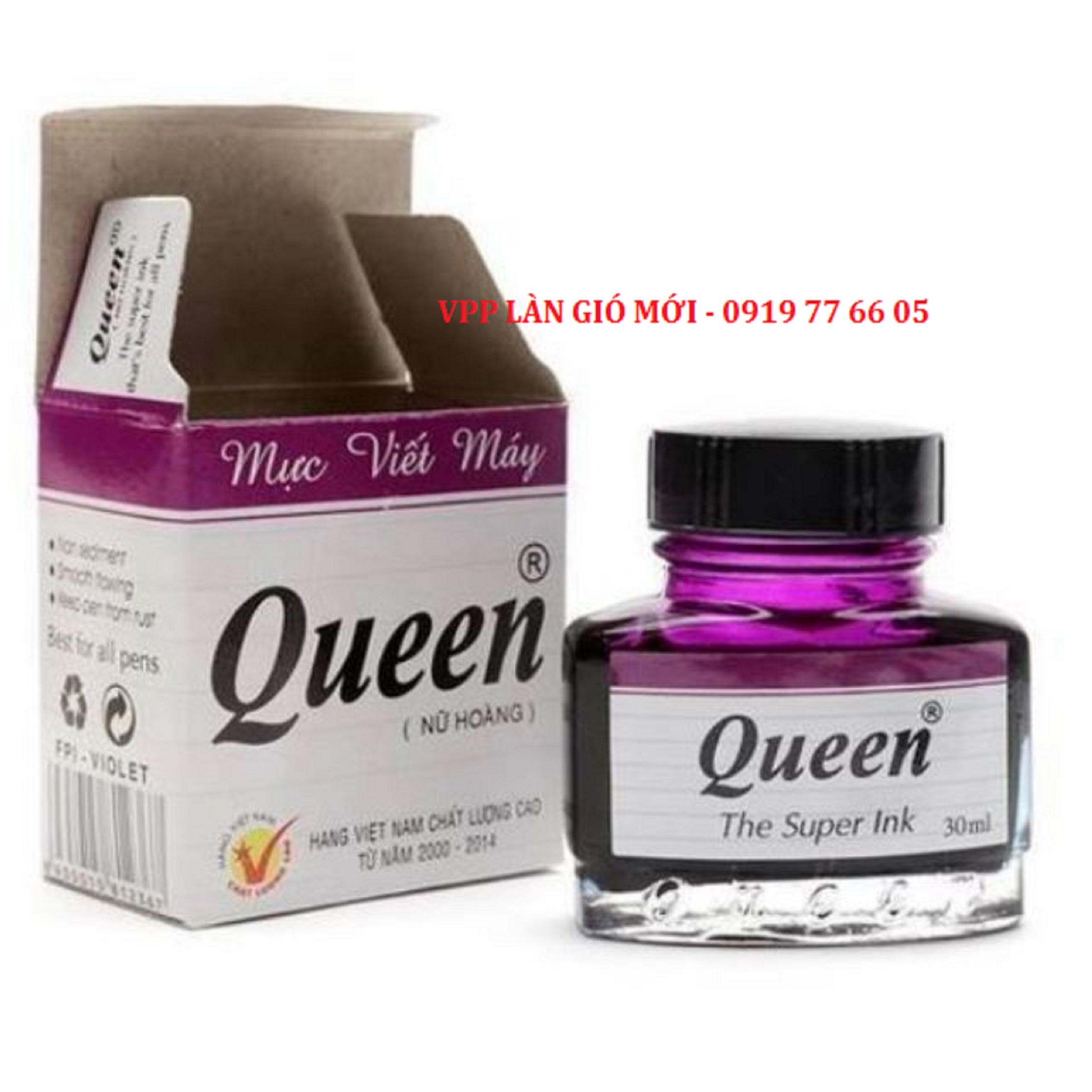 Mực queen tím - mực bút máy queen lọ 30ml vpp làn gió mới