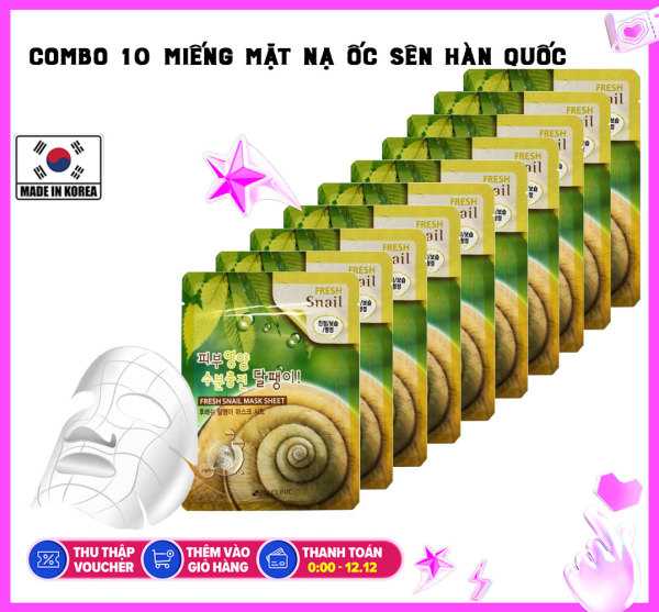 Bộ 10 Miếng Mặt Nạ chiết xuất ốc sên 3W Clinic Fresh Snail Mask Sheet 23ml X 10 cao cấp