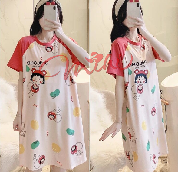 Váy đầm ngủ bầu và sau sinh cho con bú ti - Đồ bầu mặc nhà cho mẹ dễ thương - Shop quần áo kiểu thời trang bà bầu mùa hè, thu đông thiết kế đẹp dáng suông chất cotton giá rẻ Bigsize