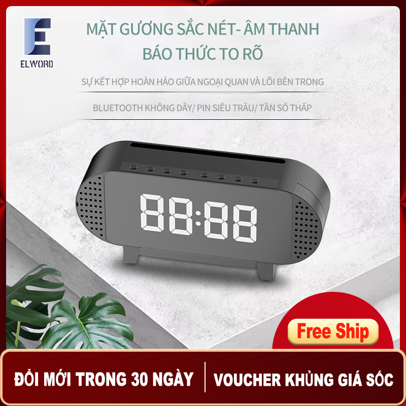 Loa bluetooth A19, đồng hồ mặt gương, mặt gương đèn LED, âm thanh chất lượng cao, thời gian chờ lâu, đèn ngủ