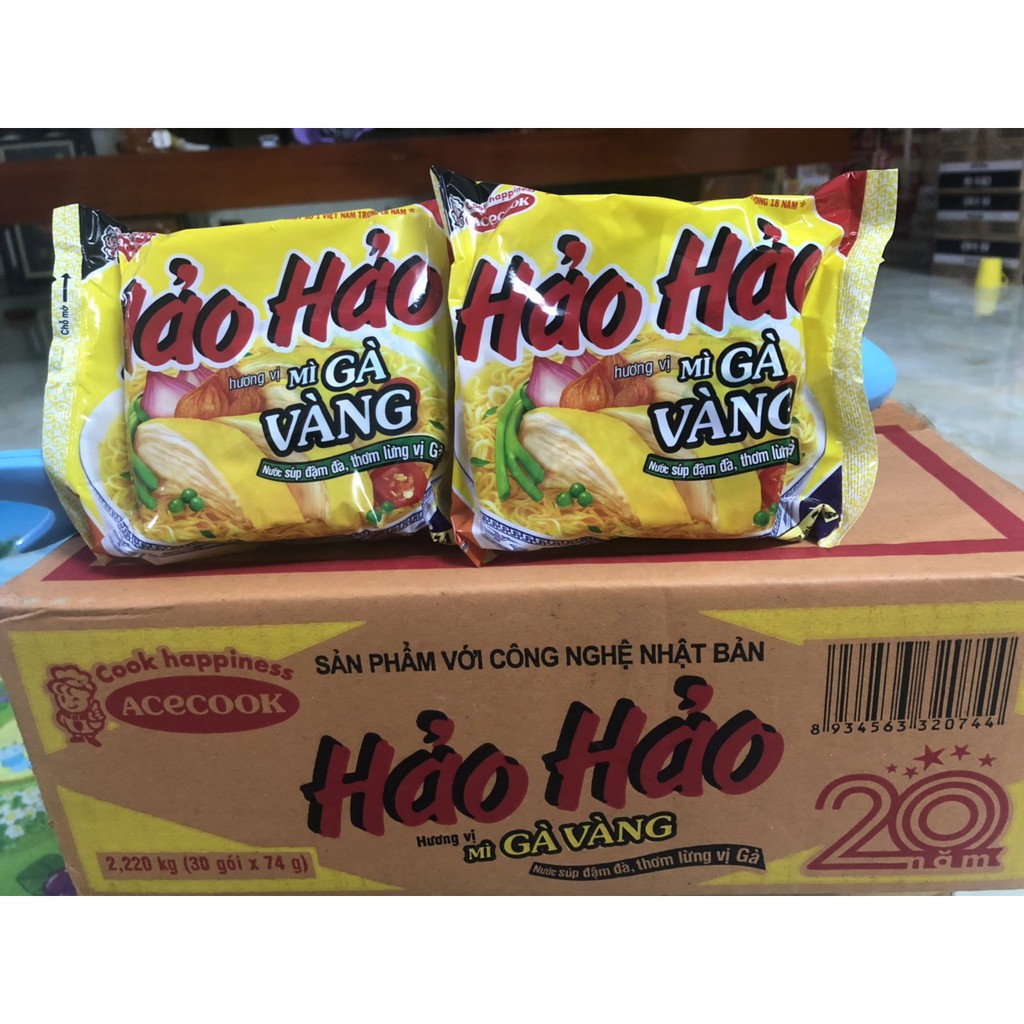 1/6 thùng 30 gói mì hảo hảo gà vàng 74g