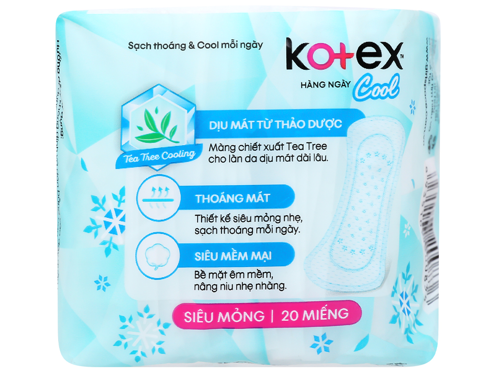 Bộ 8 gói BVS Kotex Hàng Ngày Cool Siêu Mỏng 20 miếng