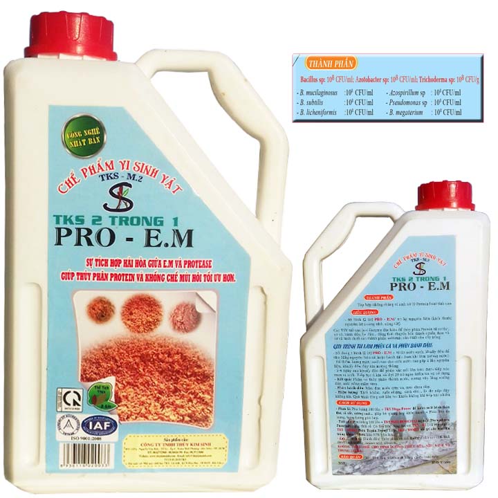 Men Vi Sinh Ủ Phân Cá, Phân Bánh Dầu Làm Phân Hữu Cơ PRO E.M 2 TRONG 1 Can 2 Lít