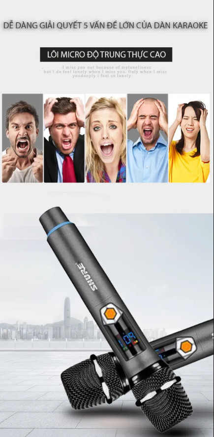 Micro Không Dây Đa Năng Shure SM-819 - Micro Karaoke Cao Cấp - Micro Karaoke bluetooth không dây - micro đa năng giá rẻ - Tích Hợp Sạc Pin Trực Tiếp Ngay Trên Micro, Âm Thanh Mượt Mà Bắt Sóng Lên Đến 25m Chuyên Dùng Cho Loa Kéo, Vang, Amply