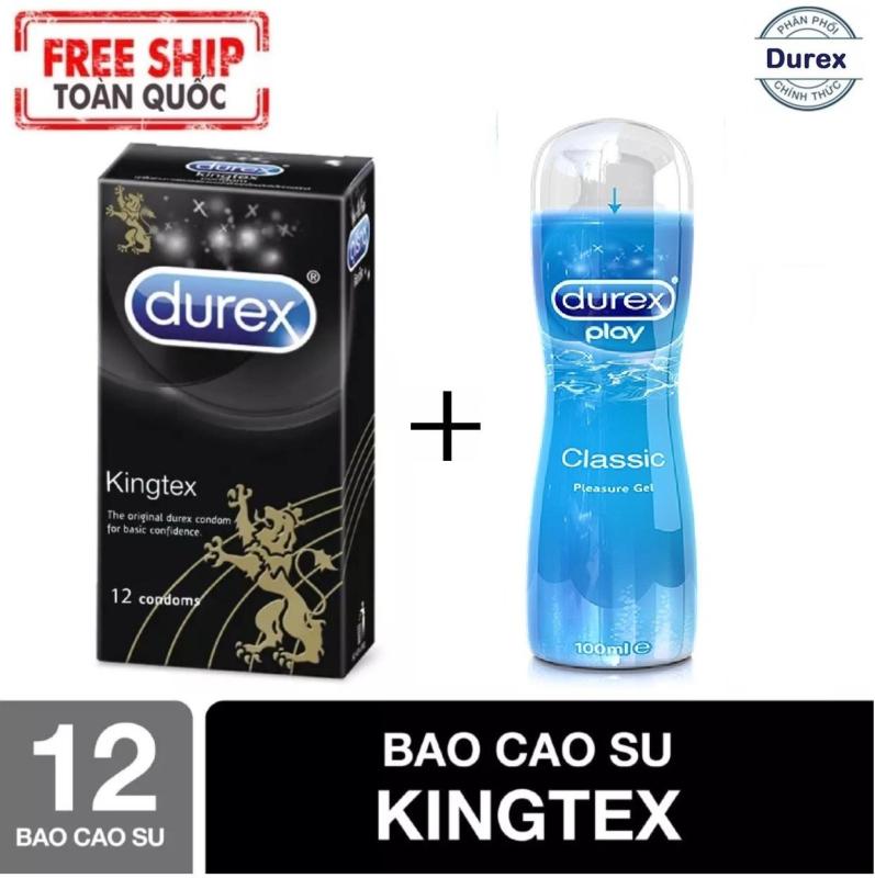BCS Durex Kingtex size cỡ nhỏ 12s - tặng Gel bôi trơn Durex Play hoặc Gel KY 50G [che tên sản phẩm] cao cấp