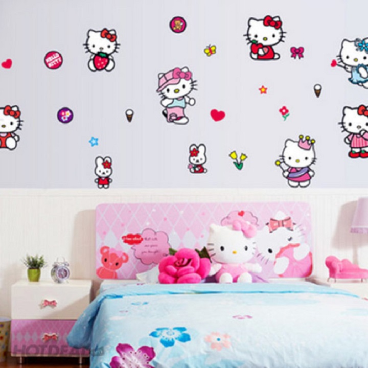 [HCM]Decal dán tường hình hello kitty