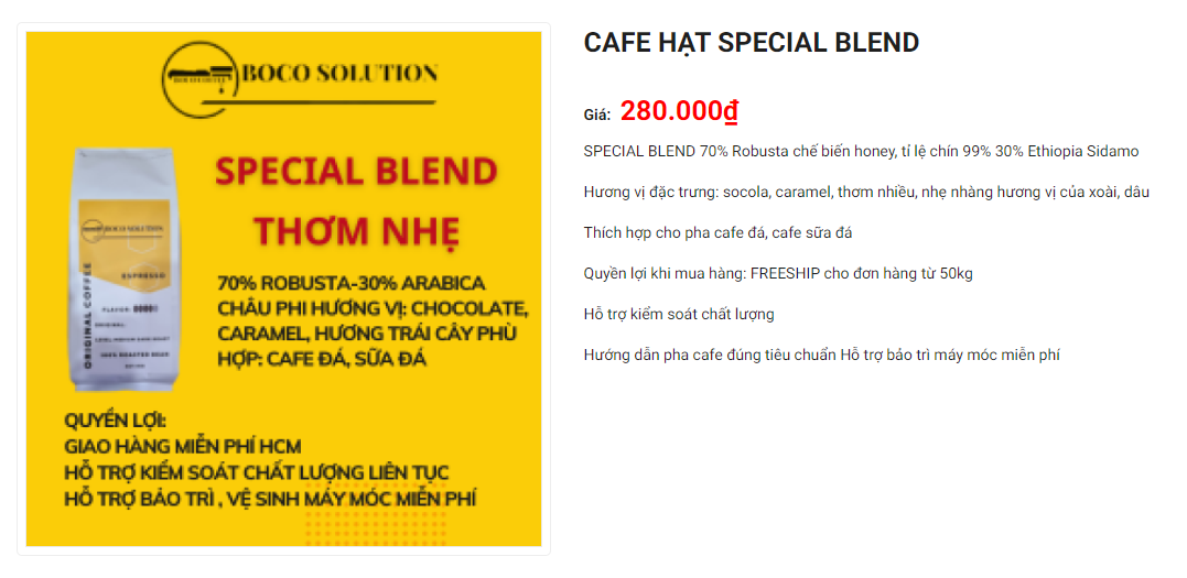 Cafe hạt pha máy special blend