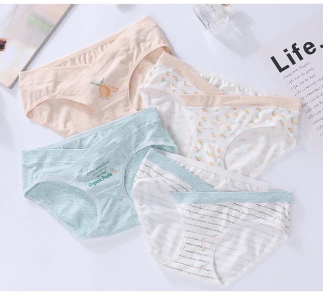 Sét 4 quần lót bầu cotton cạp chéo túi zip