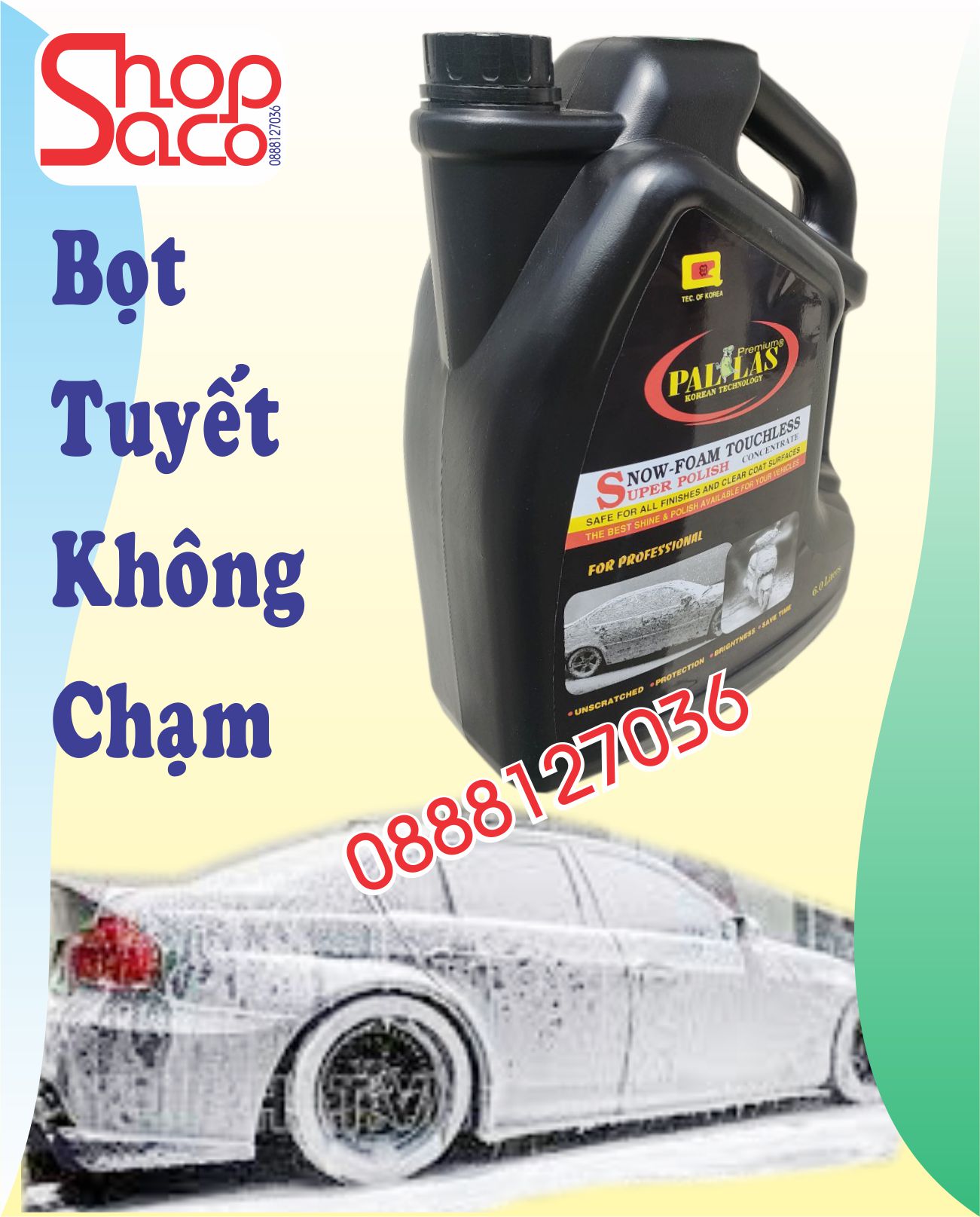 Nước Rửa Xe Bọt Tuyết Không Chạm Pallas 6 lít