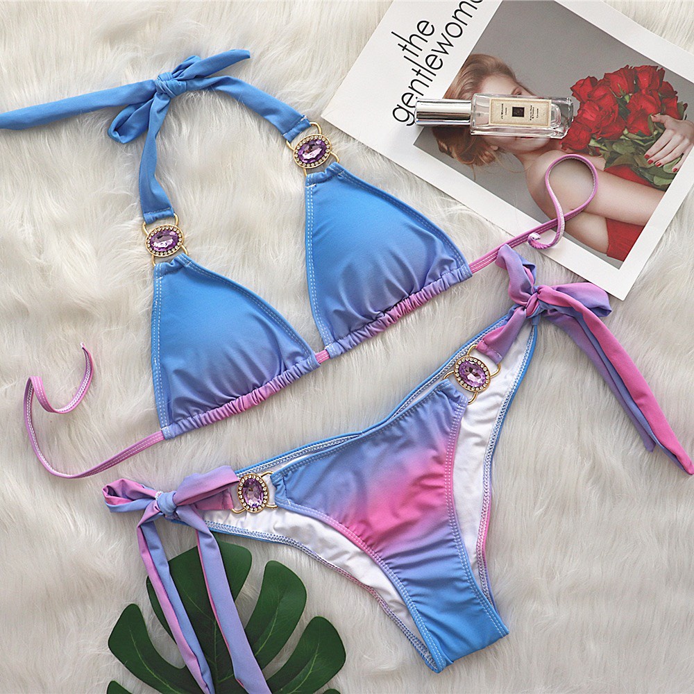 Bikini tam giác phối đá chanh sả( nhiều màu)
