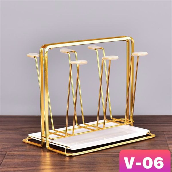 Bộ 6 cốc thuỷ tinh kèm giá úp cốc