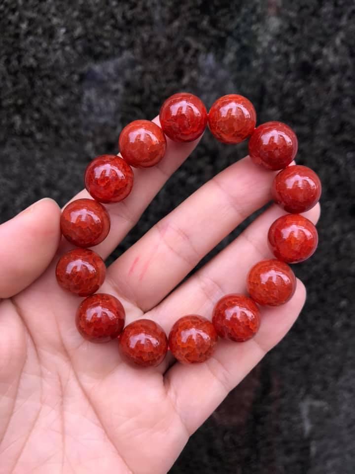 [HCM]VÒNG TAY ĐÁ MÃ NÃO VÂN RỒNG ĐỎ 14LY