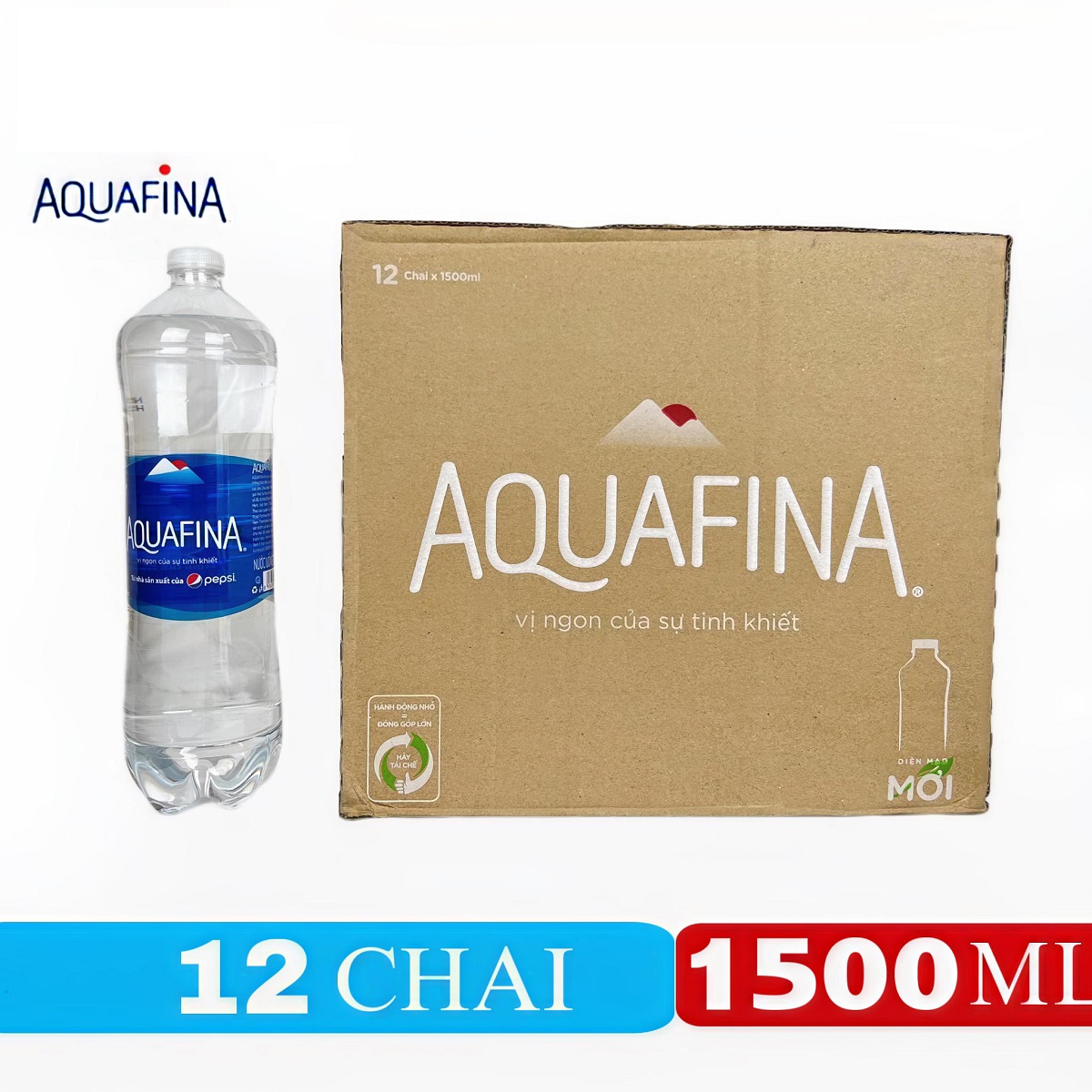 Thùng nước uống tinh kiết đóng chai Aquafina 1,5L 12 chai thùng