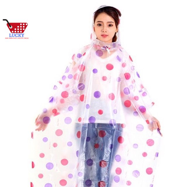 Áo mưa cánh dơi nhựa dẻo chấm bi 1,4m cao cấp