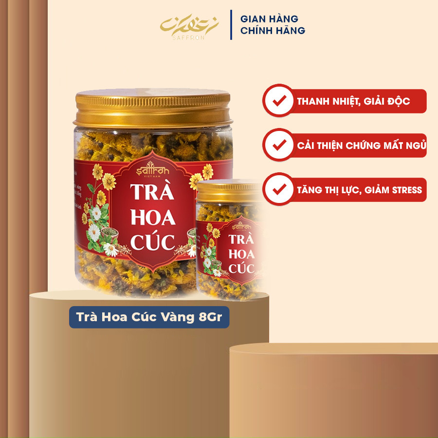 Trà hoa cúc vàng sấy khô Saffron Việt Nam an thần ngủ ngon tốt cho sức
