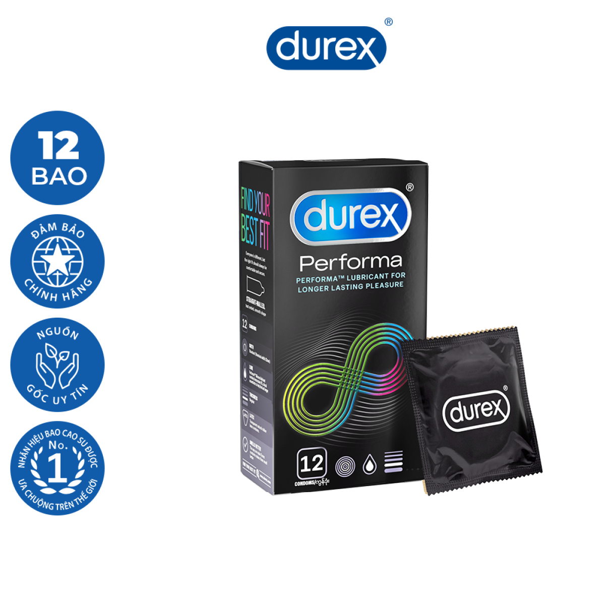 Bao cao su Durex Performa kéo dài thời gian 12 bao (New)