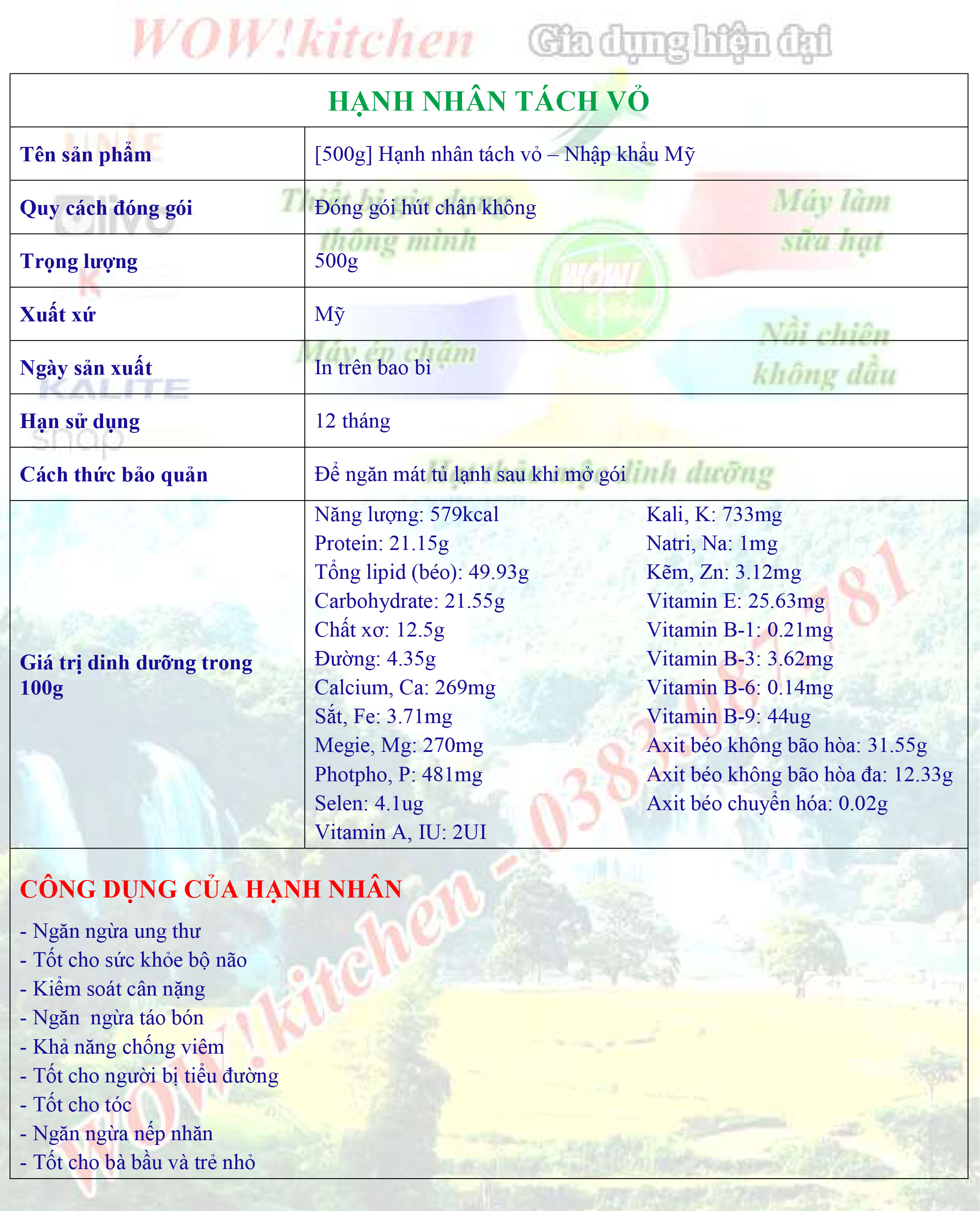 [500g] Hạnh nhân tách vỏ - Nhập khẩu Mỹ