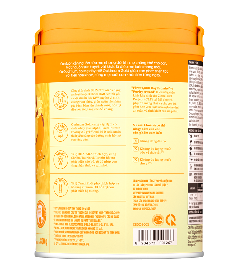 Sữa bột Vinamilk Optimum Gold 2 lon 800g