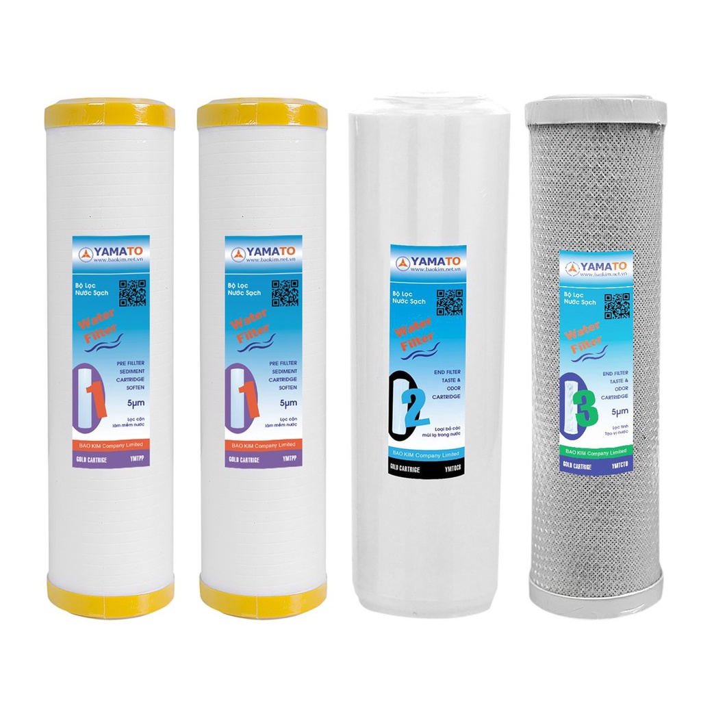Combo 4 lõi lọc nước Yamato 1,2,3 (10 inch)