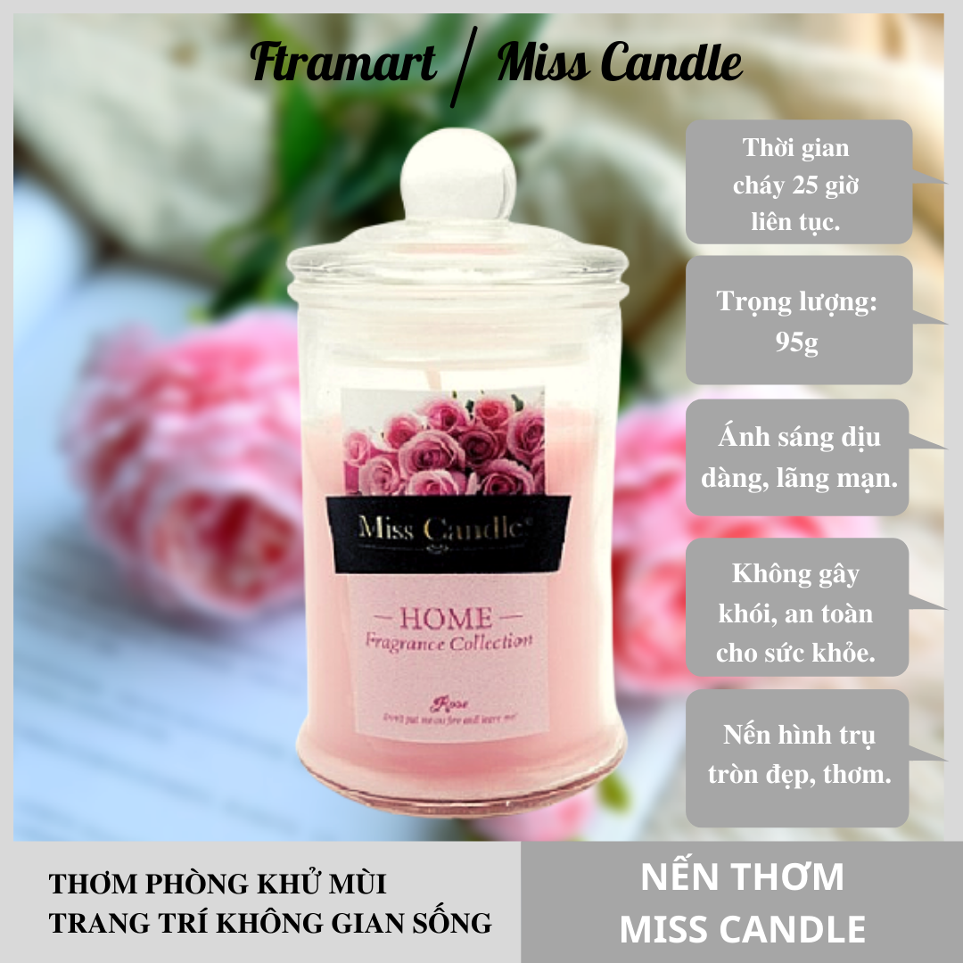 Nến thơm ly thủy tinh d6h11 miss candle mic5678 tea rose