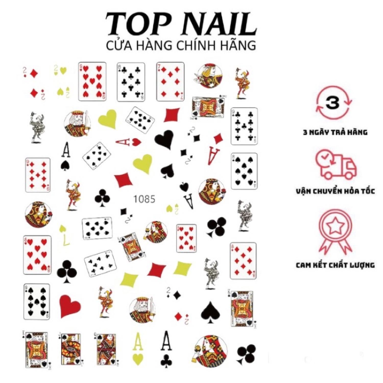 Sticker nail,hình dán móng hình quân bài