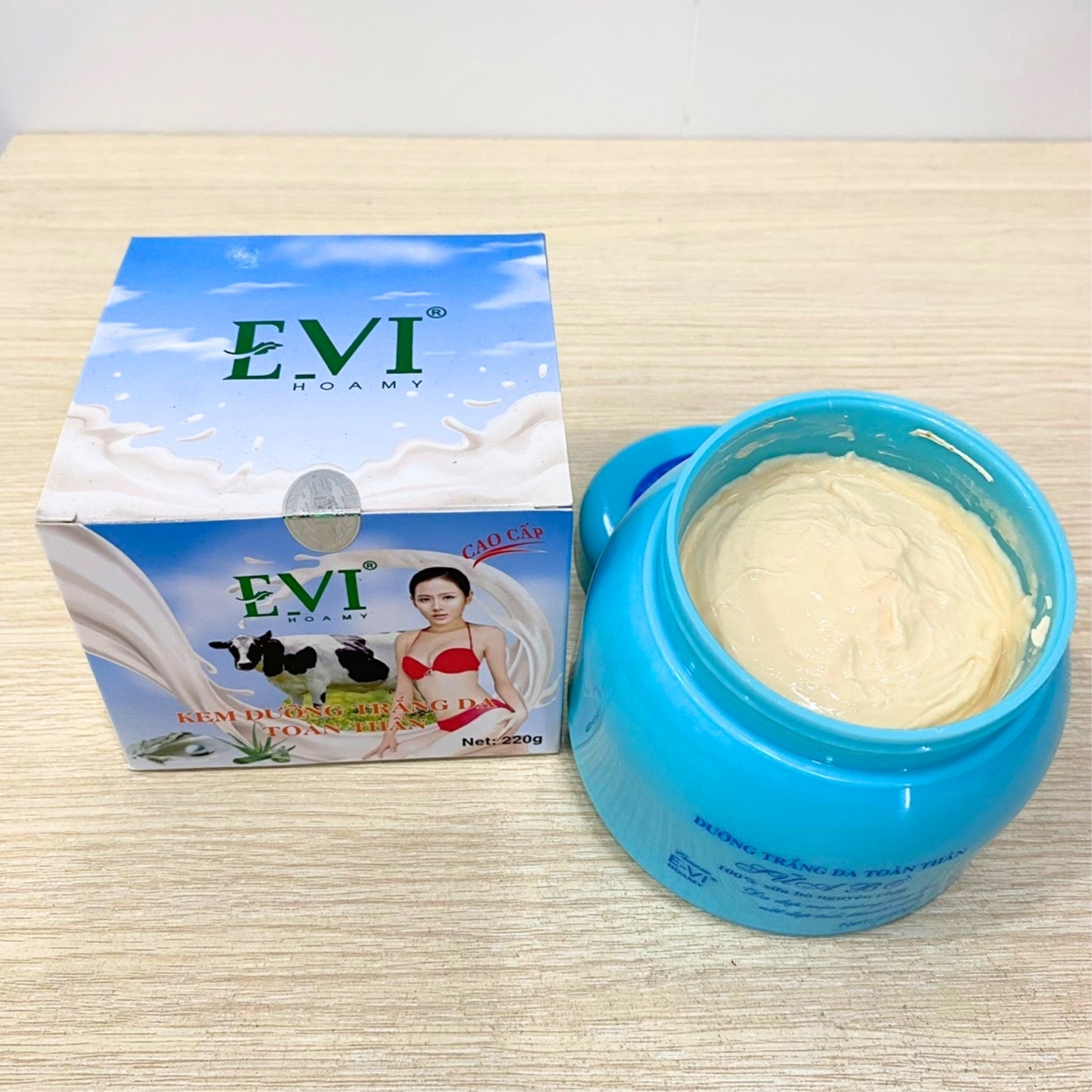 kem body siêu trắng cấp tốc tinh chất Sữa Bò Cao Cấp EVI (220g)