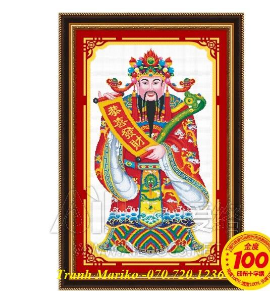 Tranh thêu Thần Tài Phúc Lộc Mã số 21573 kích thước 55 * 88 cm