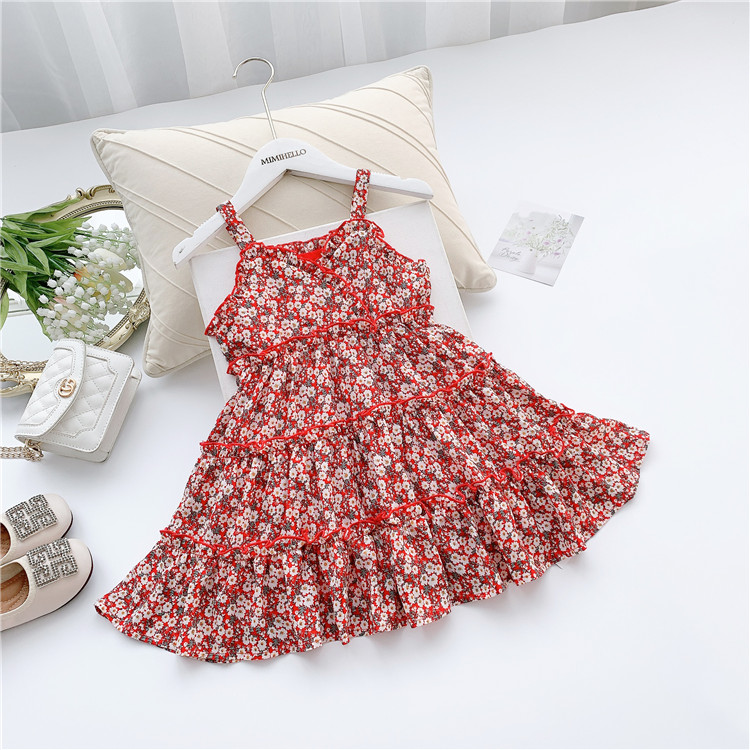 Váy Hoa đỏ  hai dây nhí Cute