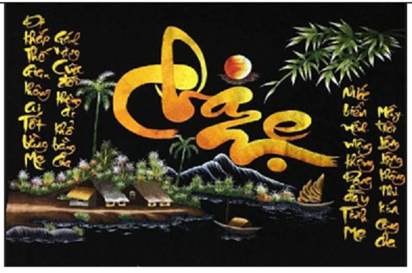 [HCM]Tranh thêu chữ thập Cha mẹ nền đen ( chưa thêu)-X8073