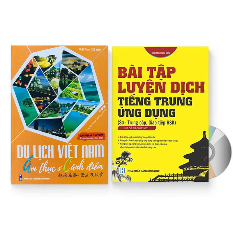 [HCM]Sách- Combo 2 sách Bài tập luyện dịch tiếng Trung ứng dụng (Sơ -Trung cấp Giao tiếp HSK có mp3 nghe có đáp án)+Du lịch Việt Nam Ẩm thực và cảnh điểm (in màu có audio nghe giấy ảnh c2)+ DVD tài liệu