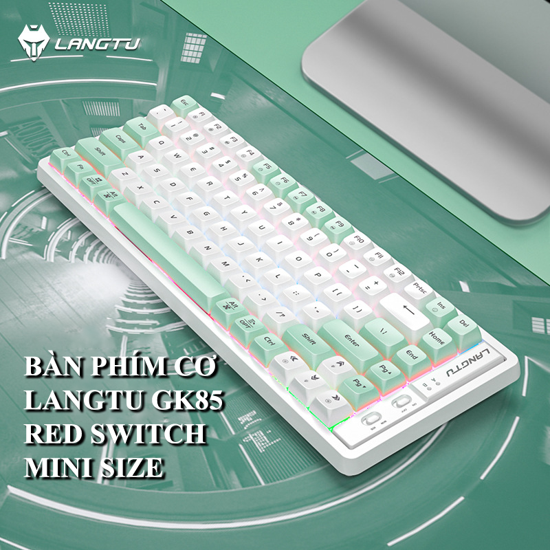 Bàn phím cơ red switch  LANGTU GK85 kết nối có dây với nhiều chế độ đèn led và có hotswap thay switch