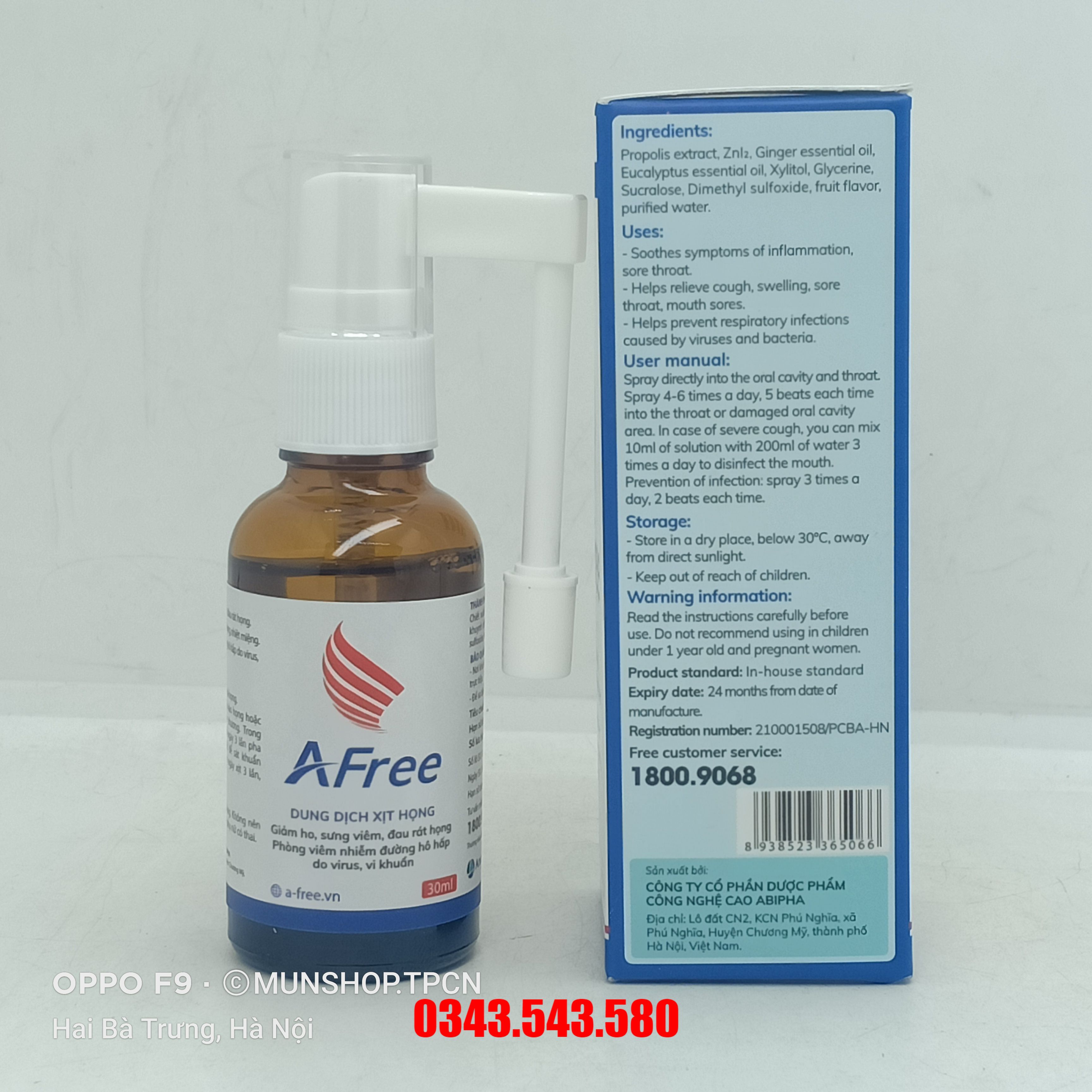 Xịt họng AFree Thái Minh Pharma 30ml