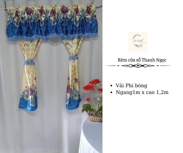 Rèm cửa Sổ Vải Phi Bóng Màu Xanh Dương