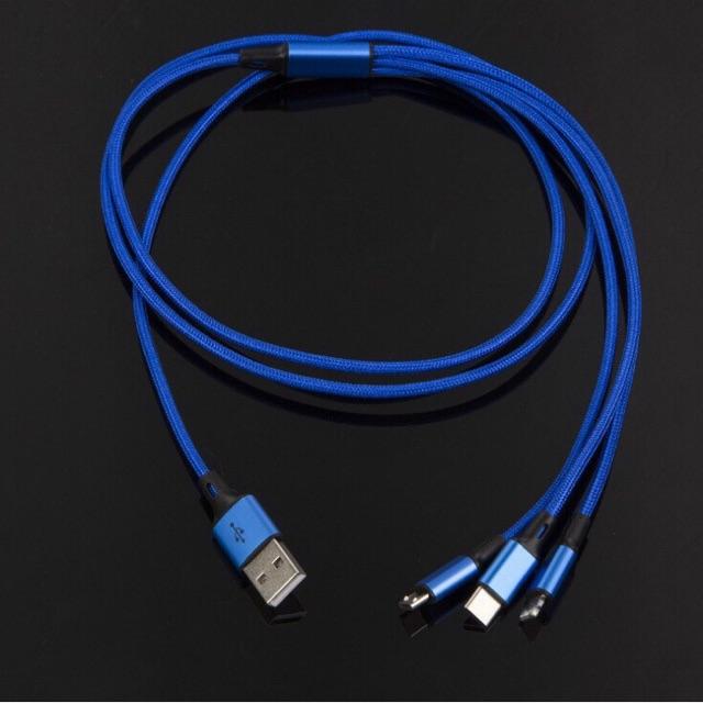 Dây cáp sạc điện thoại đa năng 3 đầu TYPE C - LIGHTNING - MICRO USB