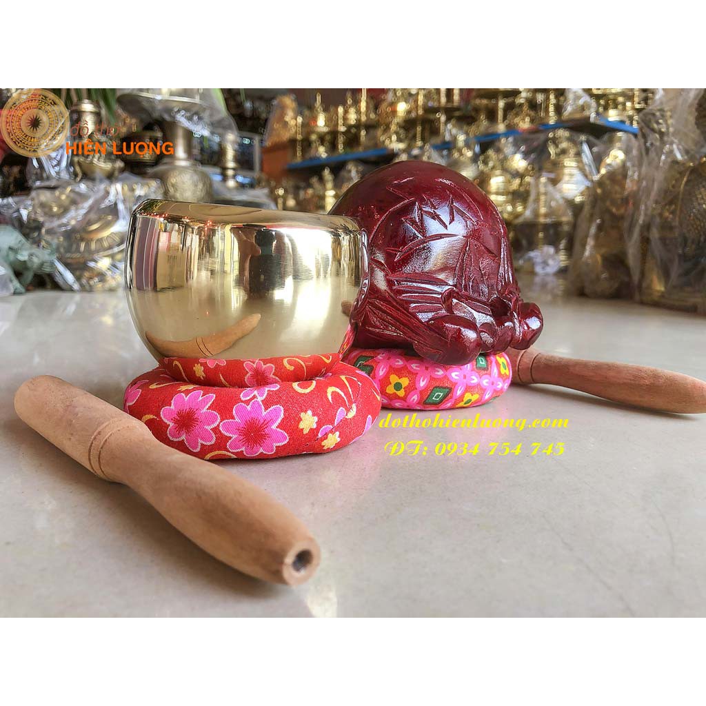 Bộ Chuông Mõ Huế Tụng Kinh Bằng Đồng Số 1 Đường Kính 9cm