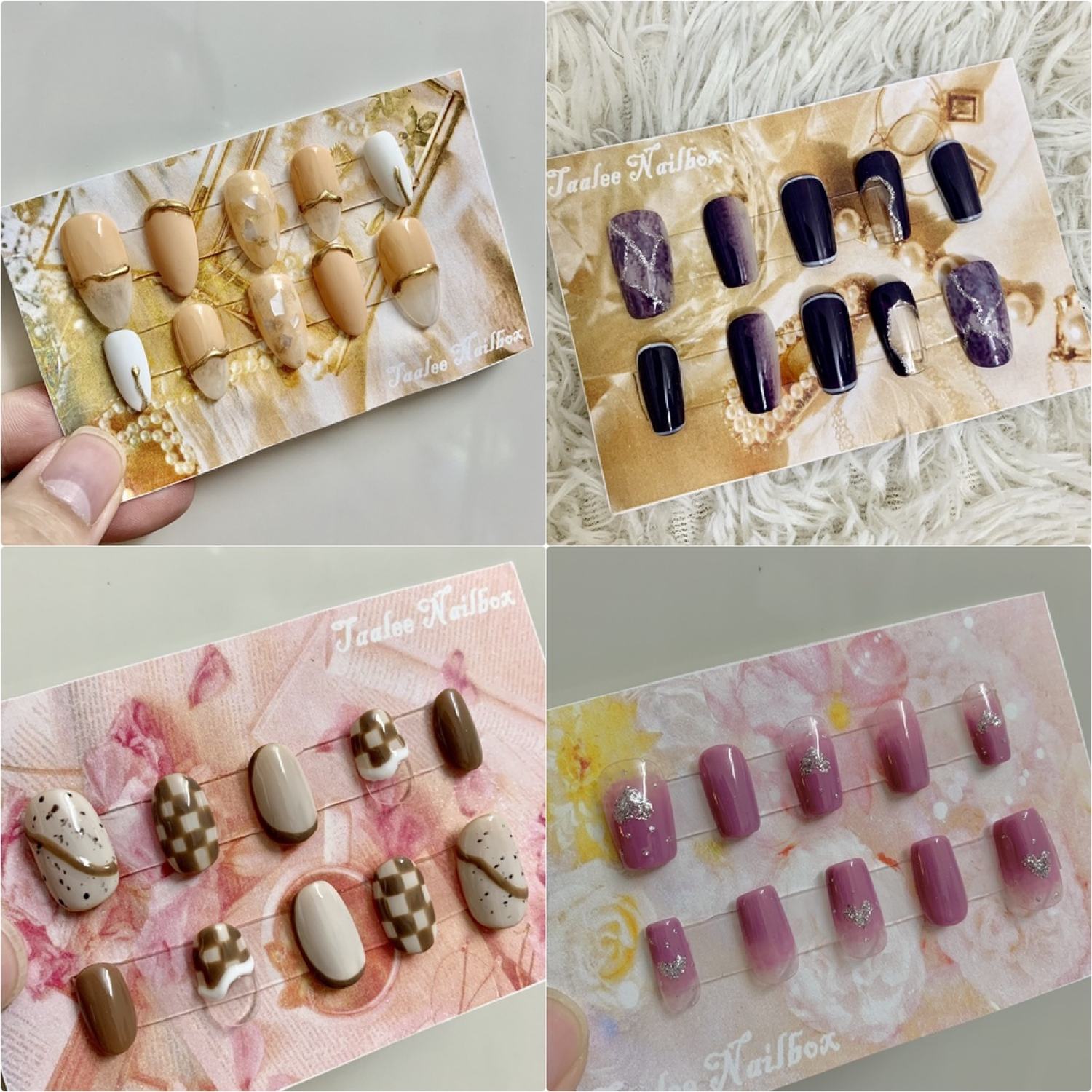 [HÀNG VẼ TAY CAO CẤP] Nailbox thiết kế bộ 10 móng ảnh thật