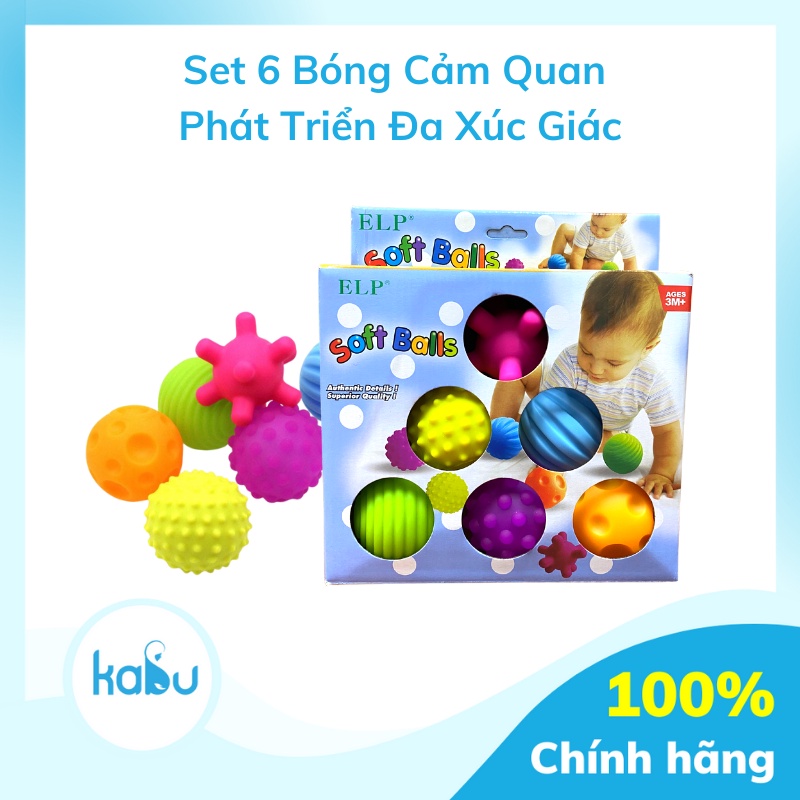KABU - Set 6 Bóng Cảm Quan Phát Triển Đa Xúc Giác Cho Bé Từ Sơ Sinh