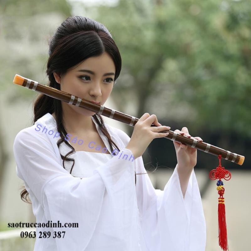 Sáo Trúc Trung Hoa D27 - Dizi Nâu Nạm Ngọc