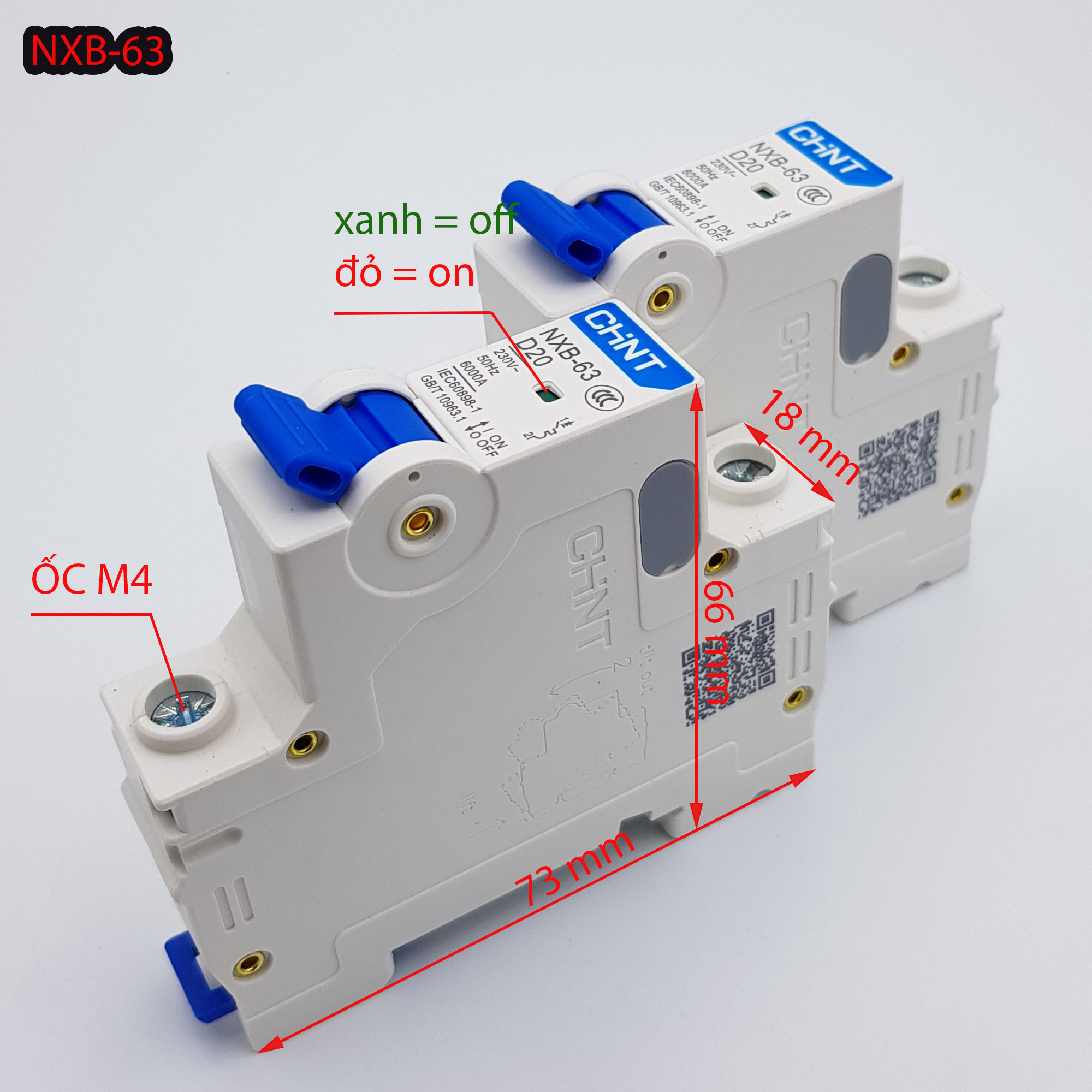 MCB 1P 6kA CHINT NXB-63 10A - 20A - 40A - 63A