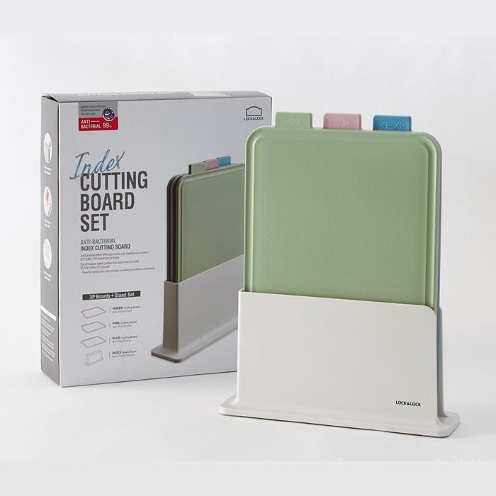 Combo 3 thớt nhựa kháng khuẩn lock&lock index cutting board csc251 chính hãng