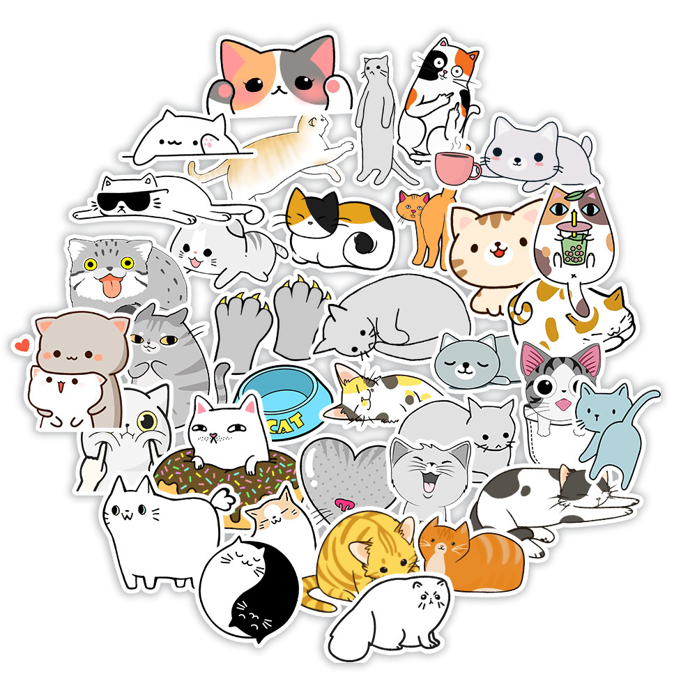 Set 50 Sticker Decal Chống Nước Dễ Thương Size Lớn