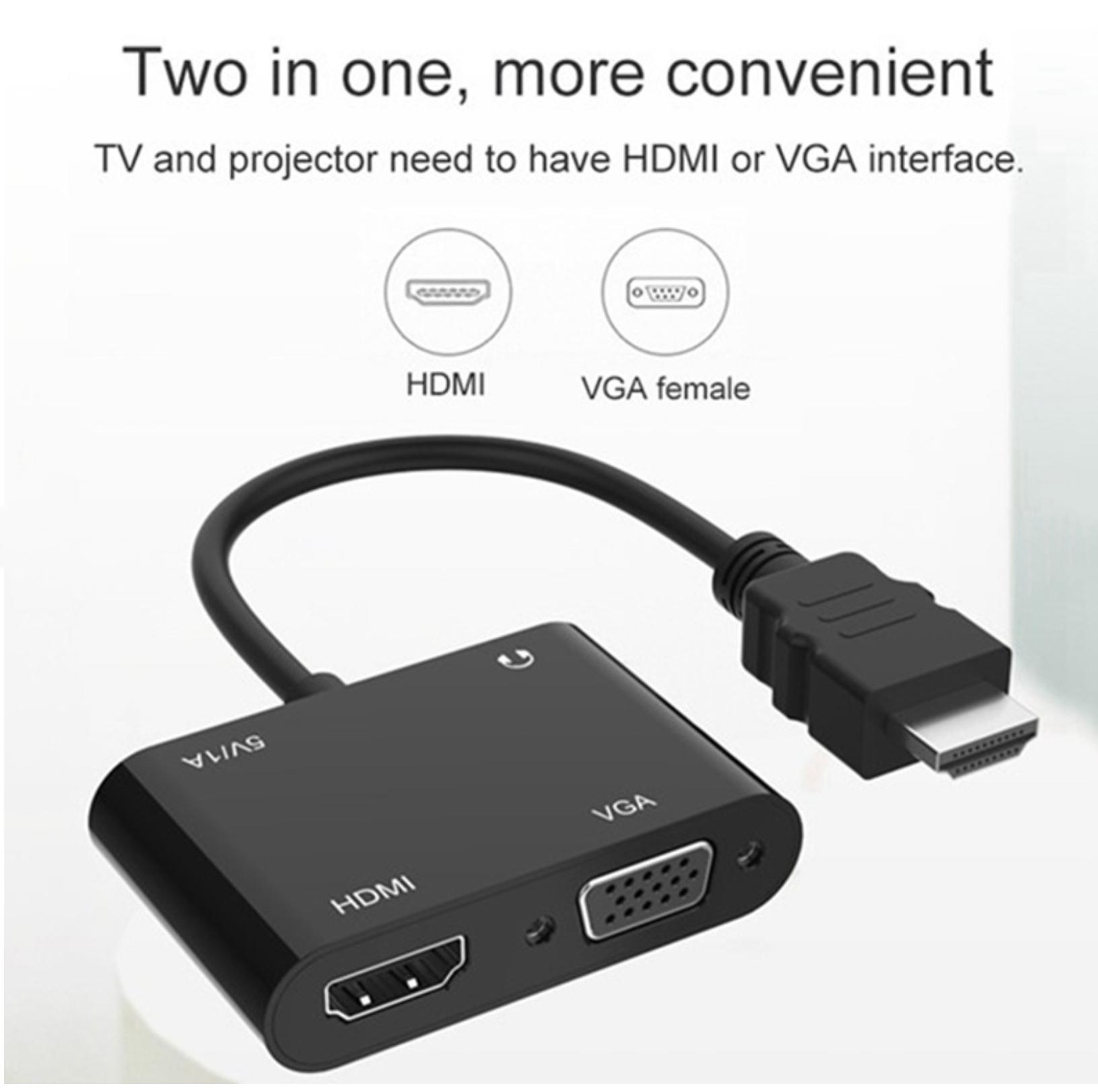 Cable converts HDMI to VGA + HDMI to 2 screens at the same time