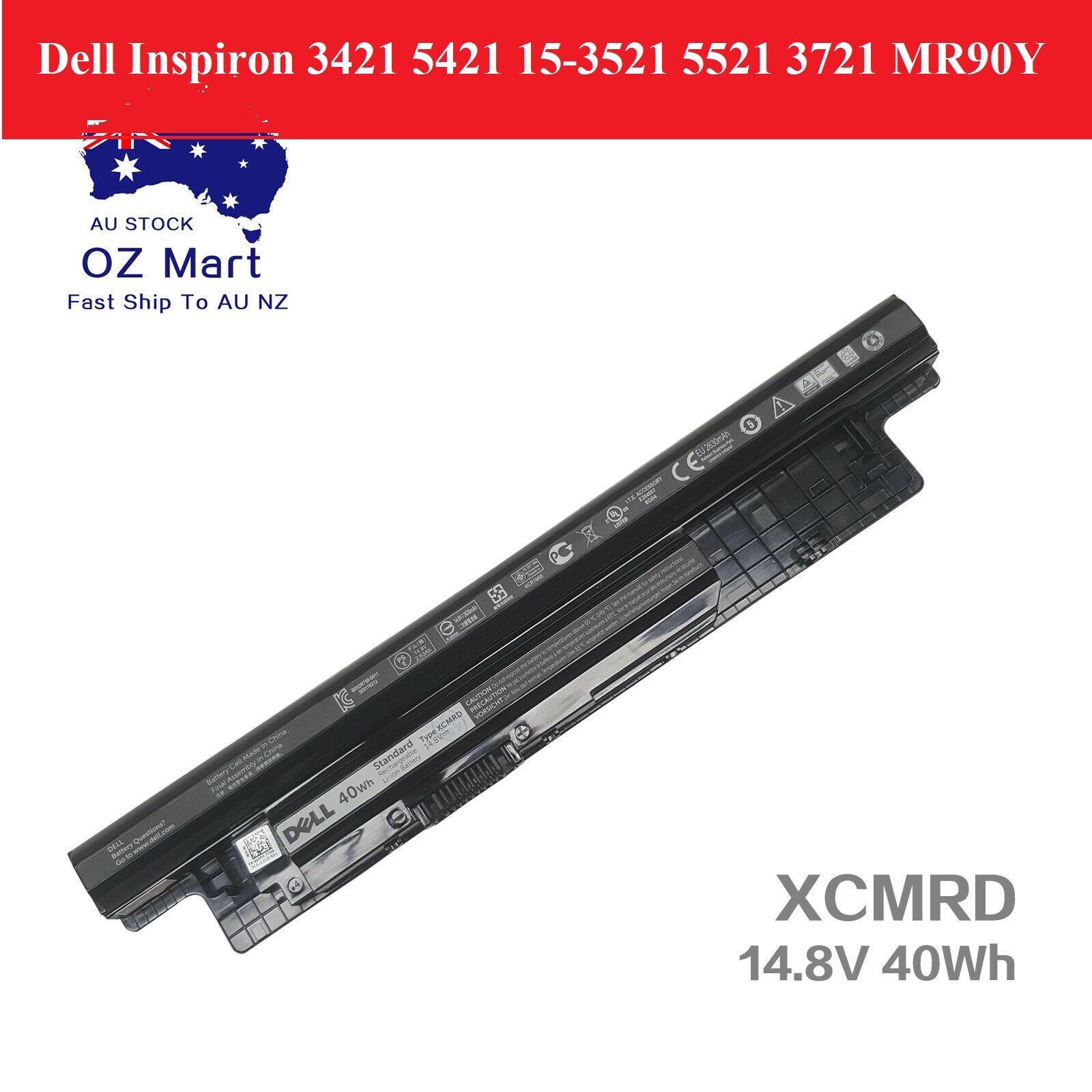 💥 pin laptop dell inspiron 3421 5421 15-3521 5521 3721 mr90y xcmrd 40wh-zin