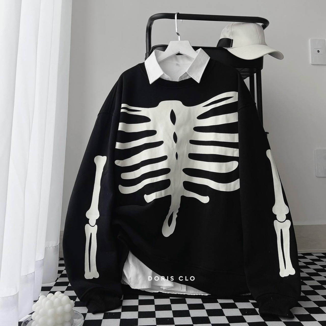 Áo khoác sweater in xương siêu hót_phong cách tuổi teem cực hót trend 2022_tp