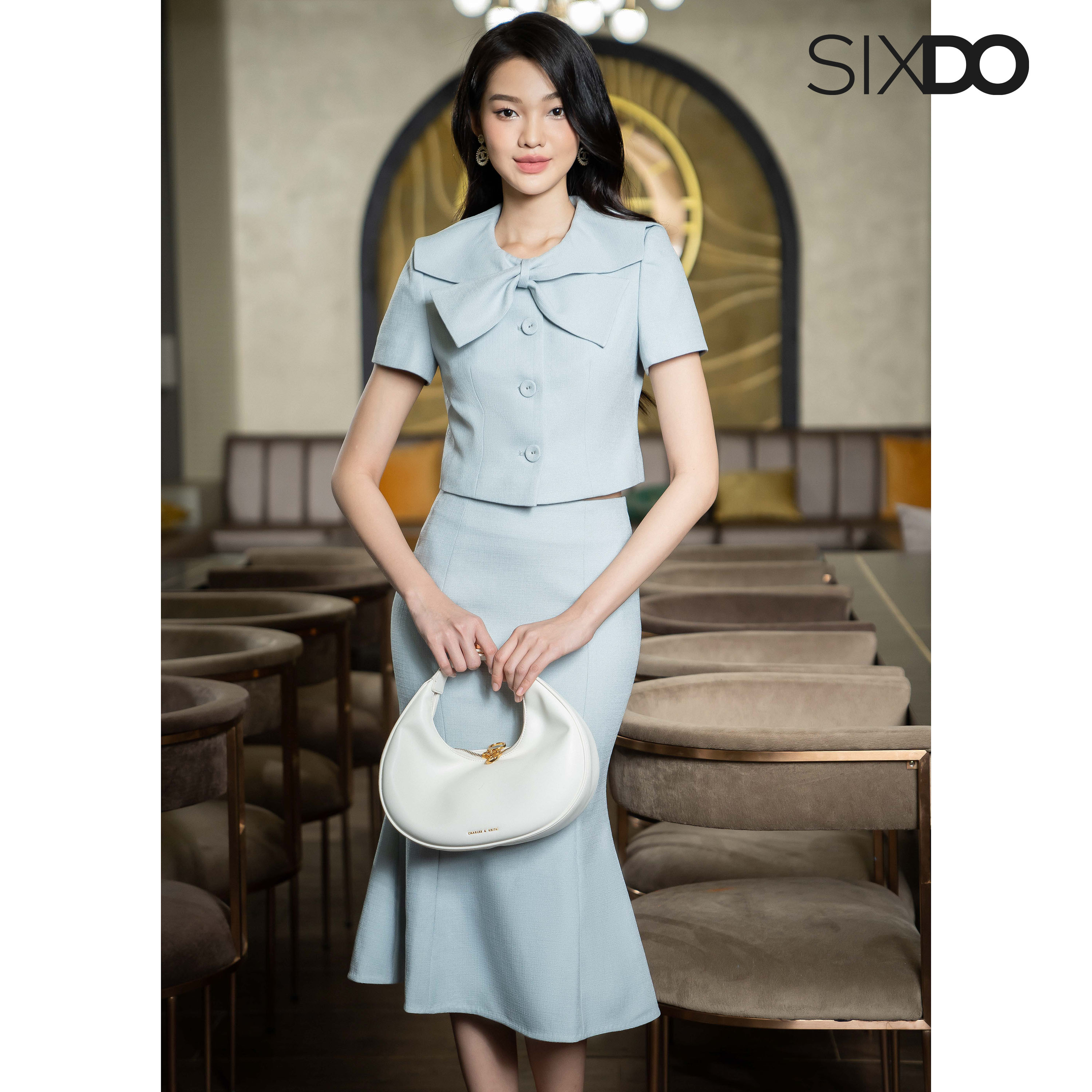 Chân váy đuôi cá xanh SIXDO (Mint Tulip Mermarid Midi Raw Skirt)