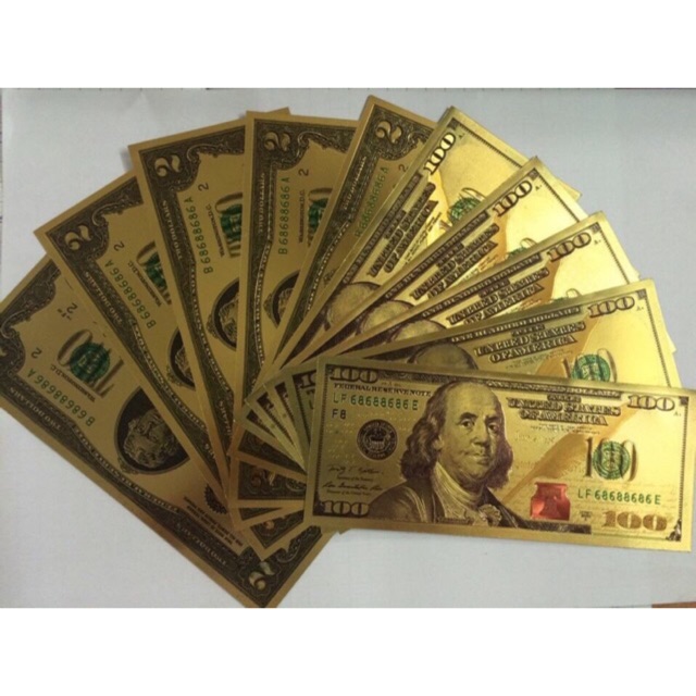 COMBO 10 TỜ LA MỸ MẠ VÀNG ( 2 ĐÔ - 100 ĐÔ )