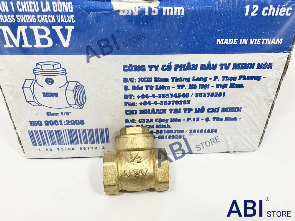 Van 1 chiều lá lật MBV dn15(1/2''), dn20(3/4''), dn25(1'') đồng cao cấp