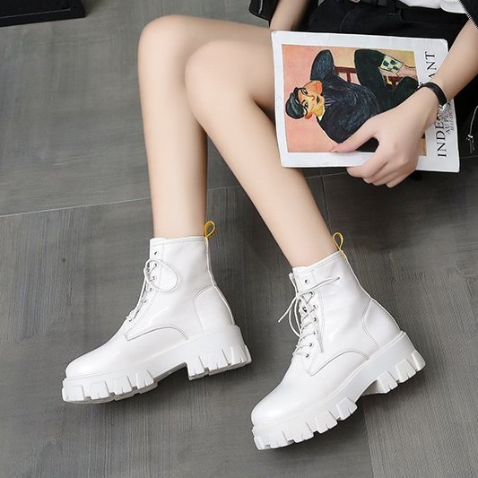 GIÀY BỐT ULZZANG CAO CỔ ĐẾ ĐINH DA BÓNG ( TOÀN ẢNH THẬT)
