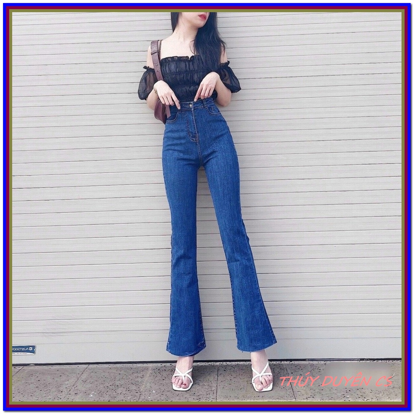 Quần jean nữ ỐNG LOE XANH ĐẬM siêu xịn chất jean giãn siêu đẹp quần bò chẩn 1.1C quần bò nữ mẫu mới
