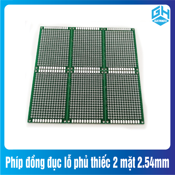 Phíp đồng đục lỗ - phíp thủy tinh test board phủ thiếc 2 mặt 2.54mm - Size 40x60mm